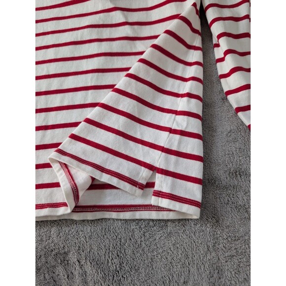 Talbots Bateau Neck Tee Women’s XL White Red Stripe Long Sleeve Preppy - Picture 5 of 8